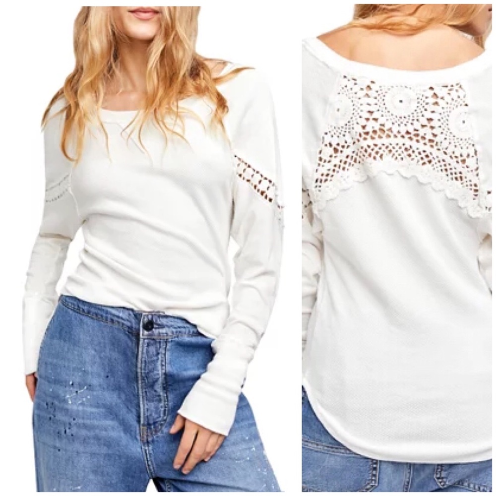 new FREE PEOPLE Luella Tee COTTON top in Ivory J281